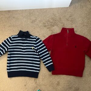2 Ralph Lauren Striped Navy and White Sweater & Red Pullover
